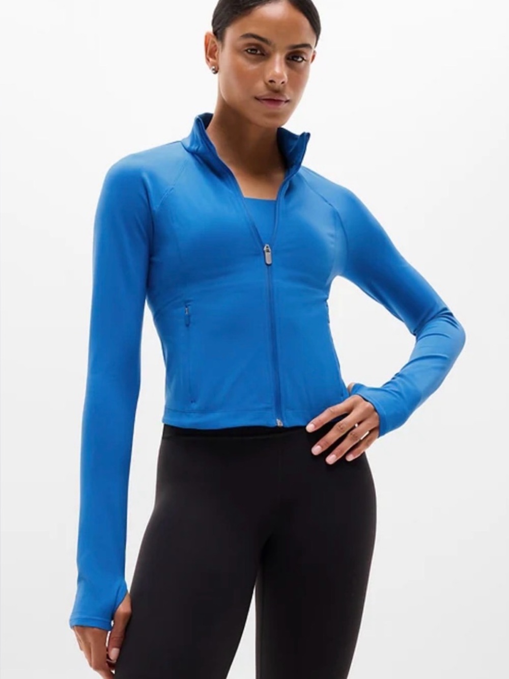 Athleta Cobalt Blue Salutation Jacket 2024 Size M Pockets Layering Athletic Gym